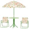 Kids Picnic Table and Chair Set, Outdoor Activity Table with Foldable Chairs, Removable Umbrella for Backyard, Green