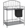 Potting Worktable Steel Work Surface with Large Inbuilt Sack Cover 5 Hanging Hooks Storage Shelf