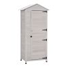 Garden Cabinet Light Gray Wooden 4-Tier Backyard Storage Shed 3 Shelves Lockable Organizer Tin Roof Magnetic Latch