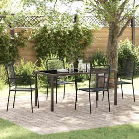 Garden Dining Set 5 pcs Black Powder-Coated Steel
