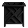 Outdoor Lattice Planter Box - 15.5-Inch Plant Pot, Black