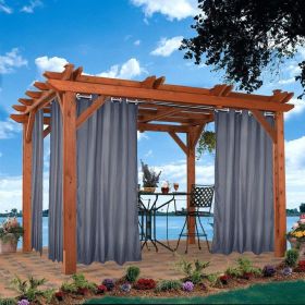 Grey Polyester 50 in. W x 120 in. L Outdoor Thermal Tab Top Blackout Curtain (Set of 2), Silencer clip