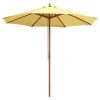 9FT Patio Wooden Umbrella, Yellow