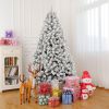 7 FT Pre-lit Snow Flocked Christmas Tree, Artificial Hinged Xmas Pine Tree with 1000 Branch Tips