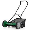 18-Inch 5-Blade Push Reel Lawn Mower with Grass Catcher, Manual Walk-Behind Mower with 4-Level Height Adjustment - Green