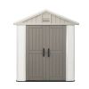 Outdoor Storage Shed, 4x8 Ft, Heavy-Duty Resin Tool Shed, with Reinforced Floor, Skylight, Lockable Door, Weather Resistant