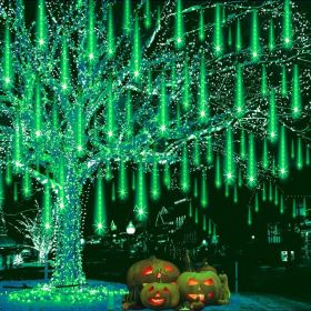 alloween Outdoor Meteor Shower Lights â€“ 192 LED Falling Rain Icicle Lights
