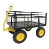 Heavy Duty Steel Garden Cart with Removable Mesh Sides to Convert into Flatbed, Utility Metal Wagon with 2-in-1 Handle and 16 in Tires