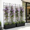 4 Pack Metal Garden Trellis 71" x 17.7" Rustproof Trellis for Climbing Plants Outdoor Flower Support Black