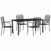 Garden Dining Set 5 pcs Black Powder-Coated Steel