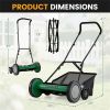 18-Inch 5-Blade Push Reel Lawn Mower with Grass Catcher, Manual Walk-Behind Mower with 4-Level Height Adjustment - Green