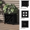 Outdoor Lattice Planter Box - 15.5-Inch Plant Pot, Black