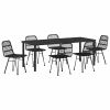 Garden Dining Set 7 pcs Black Powder-Coated Steel