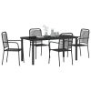 Garden Dining Set 5 pcs Black Powder-Coated Steel