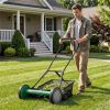 18-Inch 5-Blade Push Reel Lawn Mower with Grass Catcher, Manual Walk-Behind Mower with 4-Level Height Adjustment - Green