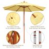 9FT Patio Wooden Umbrella, Yellow