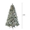 7 FT Pre-lit Snow Flocked Christmas Tree, Artificial Hinged Xmas Pine Tree with 1000 Branch Tips