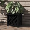 Outdoor Lattice Planter Box - 15.5-Inch Plant Pot, Black