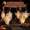 6-piece Halloween decoration outdoor solar ghost light warm white Waterproof solar ghost column light with adjustable arm for courtyard, garden path
