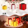 3 Pieces Large Gift Boxes for Christmas Decorations Outdoor, 10" 8" 6" with Pre-lit 70 LED Mini String Lights
