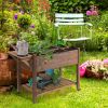Outsunny Raised Garden Bed with 8 Grow Grids, Wooden Outdoor Plant Box Stand with Folding Side Table and Wheels, 49" x 21" x 34", for Vegetables