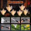 6-piece Halloween decoration outdoor solar ghost light warm white Waterproof solar ghost column light with adjustable arm for courtyard, garden path