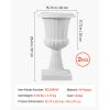 Plastic Urn Planters, 15.8 x 26.4 Inch, 2 Pack White Classic Flower Pots Front Porch Planters, Indoor & Outdoor Vase for Wedding, Party, Event, Home