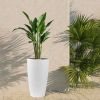 Set of 2 Faux Rattan Tall Planters Outdoor Indoor Large Planters with Water Level Monitor Inner Bucket, Automatic Watering