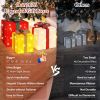 3 Pieces Large Gift Boxes for Christmas Decorations Outdoor, 10" 8" 6" with Pre-lit 70 LED Mini String Lights