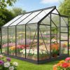 6' x 8' Greenhouse Polycarbonate Greenhouse with Rain Gutter and Roof Vent Aluminum Walk-in Greenhouses