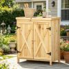 Garden Storage Cabinet, Outdoor Tool Shed with Galvanized Top and Two Shelves