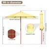 9FT Patio Wooden Umbrella, Yellow