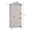 Garden Cabinet Light Gray Wooden 4-Tier Backyard Storage Shed 3 Shelves Lockable Organizer Tin Roof Magnetic Latch