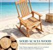 Outdoor Rocking Chair Acacia Wood High Back Patio with Armrests Comfortable Seating for Backyard Garden Furniture