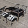 Set of 4 Outdoor Patio Chairs, Integrated Stackable Wrought Iron Furniture Dining Chairs with Arms and Cushions, Indoor Outdoor Chairs for Porch, Yard