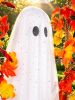 Halloween Decorations Outdoor Indoor-5.3ft Hanging Ghost Decor with a Maple Leaf 6.6ft Swing,Ghost Light,Halloween Decor for Tree,Yard,Porch,Garden