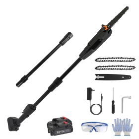 6in Cordless Pole Saw 7.4FT Maximum Extendable Length 35FT/S Speed Electric Pole Chainsaw 2Pcs 1.5Ah Batteries And Charger Included For Pruning Trimmi