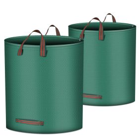 2Pcs 79.25Gallons Round Garden Waste Bags Waterproof Reusable Grass Rubbish Leaf Sacks Home Garden Lawn Yard Trash Bags With 4 Handles