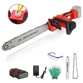 16Inch Electric Cordless Chainsaw With 2Pcs 21V 3.0Ah Battery and Charger Brushless Battery Operated Handheld Chainsaw With Auto Oiler Safety Switch f
