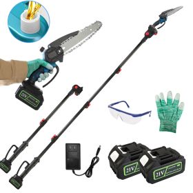 2-In-1 8ordless Electric Pole Saw and Mini Chainsaw with Extension Poles 2Pcs 21V 3.0Ah Batteries Adjustable Length Chain Saw With Auto Oiler Safet