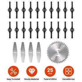 25Pcs Trimmer Blades Head Replacement Set 1Pc 5.91lloy Blade 4Pcs 5.71tainless Steel Blades 20Pcs 5.31lastic Blades For Cordless Weed Trimmer
