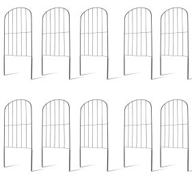 10Pcs Decorative Garden Fence Rustproof Iron Wire Arched Fence Animal Barrier Border 12.59idth 23.93ength For Yard Landscape Patio Outdoor Decor