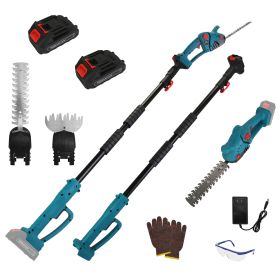 Pole Mini Hedge Trimmer & Grass Shear Electric Cordless Handheld Hedge Trimmer with 90otatable Head Telescopic Extension Pole Gloves Goggles 2Pcs 2