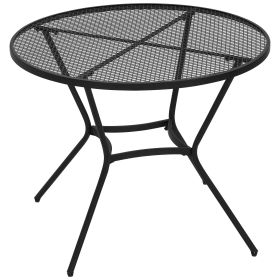35" Round Outdoor Patio Bistro Dining Table, French Cafe Style, Conversation Space, Fast Drying Metal Mesh Tabletop for Garden, Backyard, Poolsid