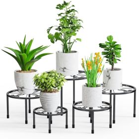 5-Pack Black Metal Plant Stand: Rustproof Flower Shelf Indoor and Outdoor, Durable Pot Stands for Living Room, Balcony, Patio, Garden, Office