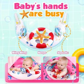Baby Pool Float with Canopy UPF50+ Sun Protection, Inflatable Kids Pool Floats with Toy Play Console for Baby 6-36 Months