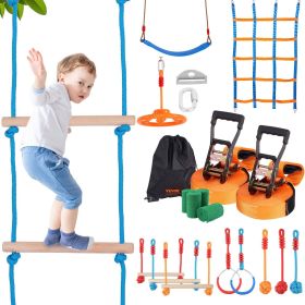 Ninja Warrior Obstacle Course for Kids, 2 x 56 ft Weatherproof Slacklines, 500lbs Weight Capacity Monkey Line, Outdoor Playset Equipment