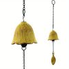 1pc, Creative Japanese Cast Iron Wind Chime Hanging Decoration, Metal Retro Hanging Leaf Bell, Balcony Outdoor Garden Hanging Decoration