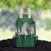 7-Piece Green Gardening Tool Set â€“ Stainless Steel Tools with Wooden Handles, Folding Stool & Canvas Tote, Durable Garden Kit for Every Gardener