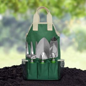 7-Piece Green Gardening Tool Set â€“ Stainless Steel Tools with Wooden Handles, Folding Stool & Canvas Tote, Durable Garden Kit for Every Gardener (Style: 11piece)
